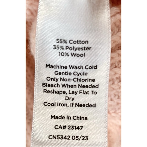 Talbots Women's Wool Blend Cable Knit Pink Cardigan Sweater Large Belted Button - Picture 6 of 9